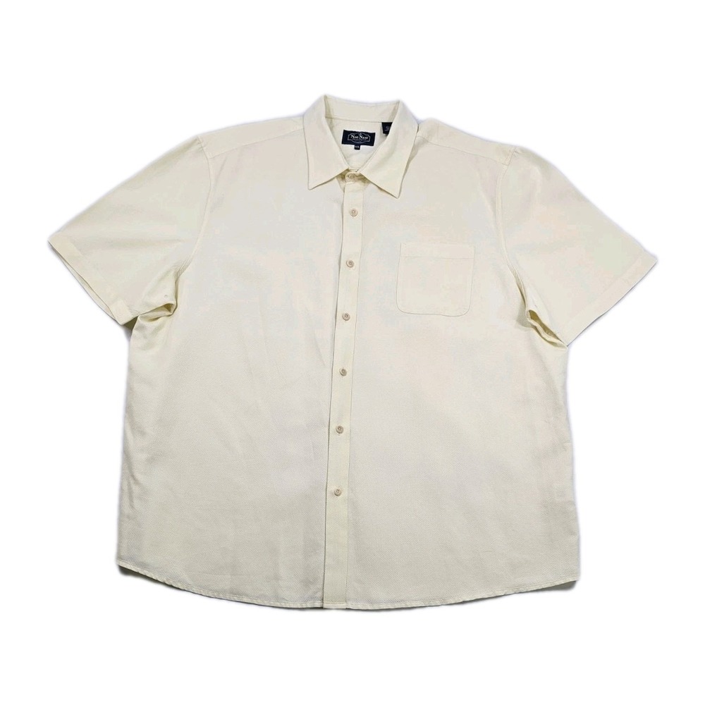 NAT NAST Mens XXL Ivory Luxury Originals Button Up Silk Light Yellow Shirt